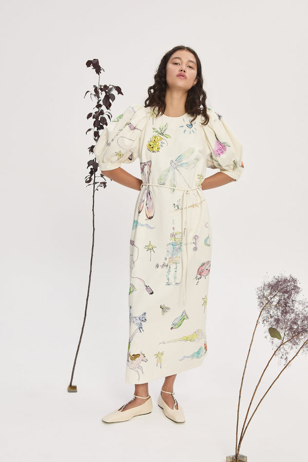 ALÉMAIS Court Midi Dress - Cream Sz6