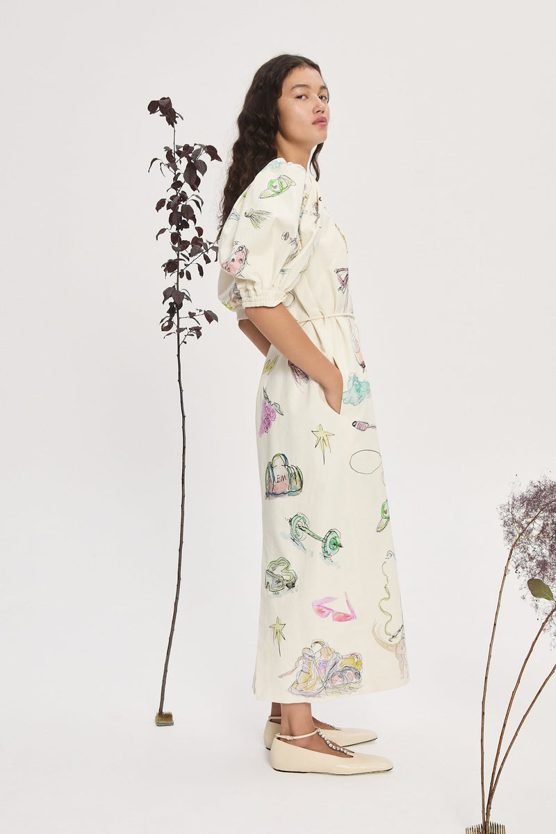 ALÉMAIS Court Midi Dress - Cream Sz6