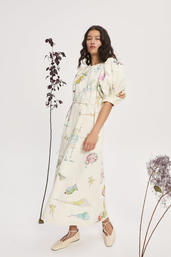 ALÉMAIS Court Midi Dress - Cream Sz6