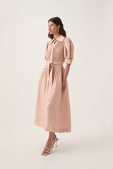 AJE Madeleine Belted Midi Dress - Blush Sz10
