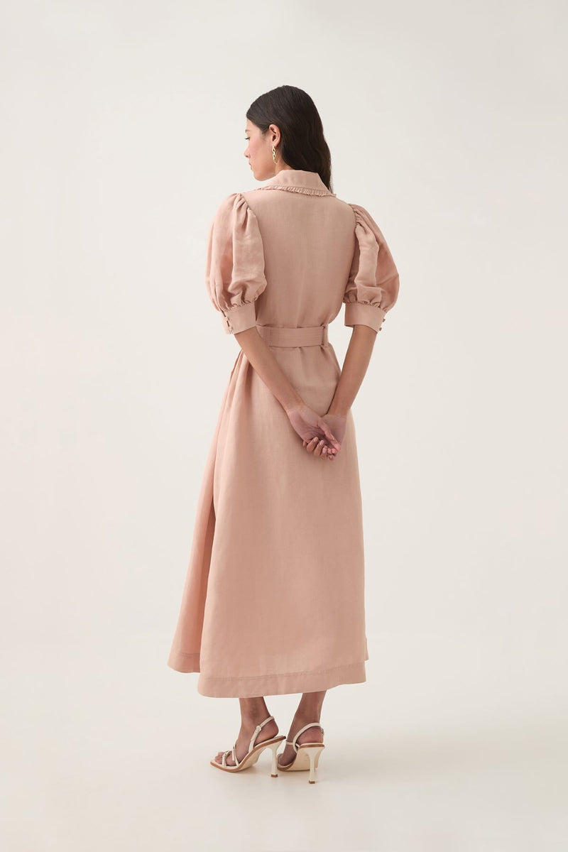 AJE Madeleine Belted Midi Dress - Blush Sz10