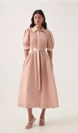 AJE Madeleine Belted Midi Dress - Blush Sz10