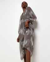 RIVER ISLAND Long Sleeve Midi Dress - Silver Sz12