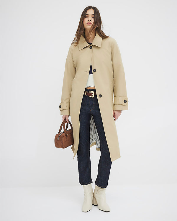 RIVER ISLAND Single Breasted Trench Coat - Beige Sz8