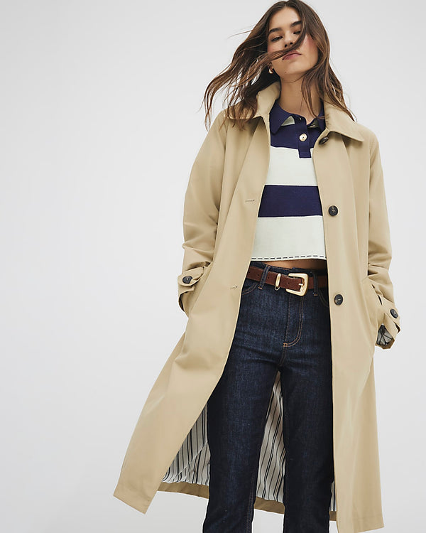 RIVER ISLAND Single Breasted Trench Coat - Beige Sz8