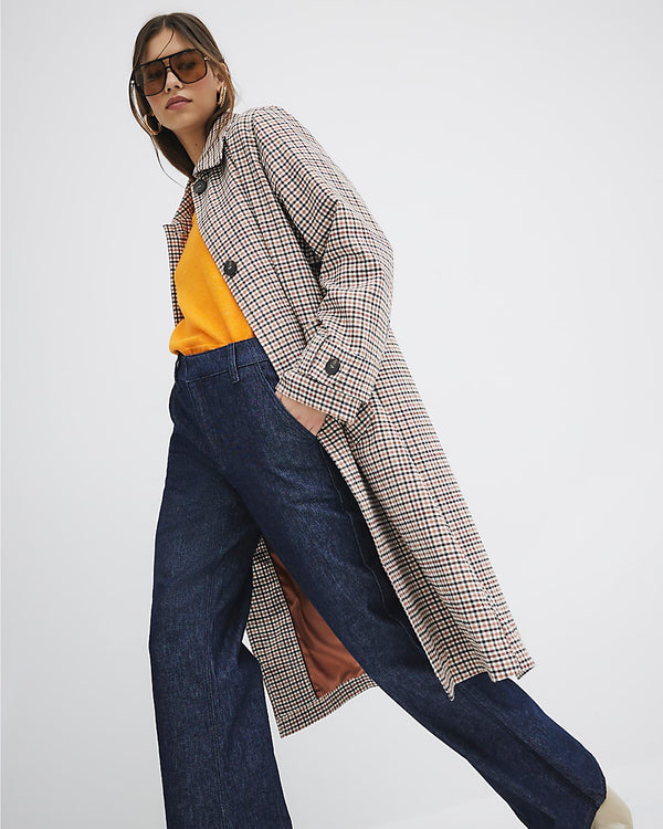 RIVER ISLAND Single Breasted Trench Coat - Check