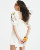 RIVER ISLAND Linen Skater Mini Dress - Ivory Sz10