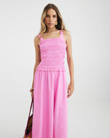 RIVER ISLAND Shirred Midi Dress - Pink Sz8