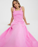 RIVER ISLAND Shirred Midi Dress - Pink Sz8