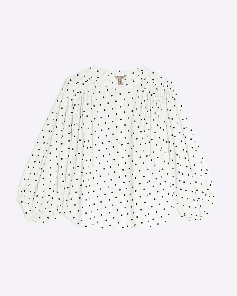 RIVER ISLAND Print Blouse - Polka Dot Sz14