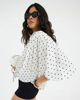 RIVER ISLAND Print Blouse - Polka Dot Sz14