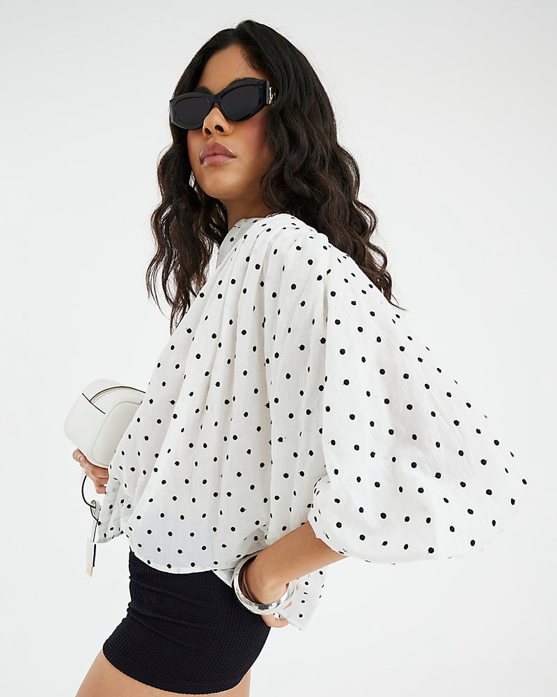 RIVER ISLAND Print Blouse - Polka Dot Sz14