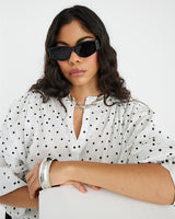 RIVER ISLAND Print Blouse - Polka Dot Sz14