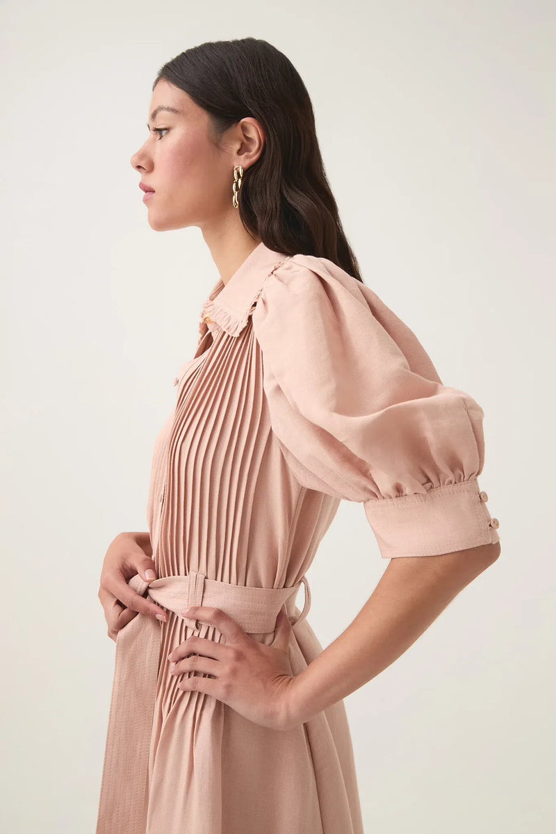 AJE Madeleine Belted Midi Dress - Blush Sz10