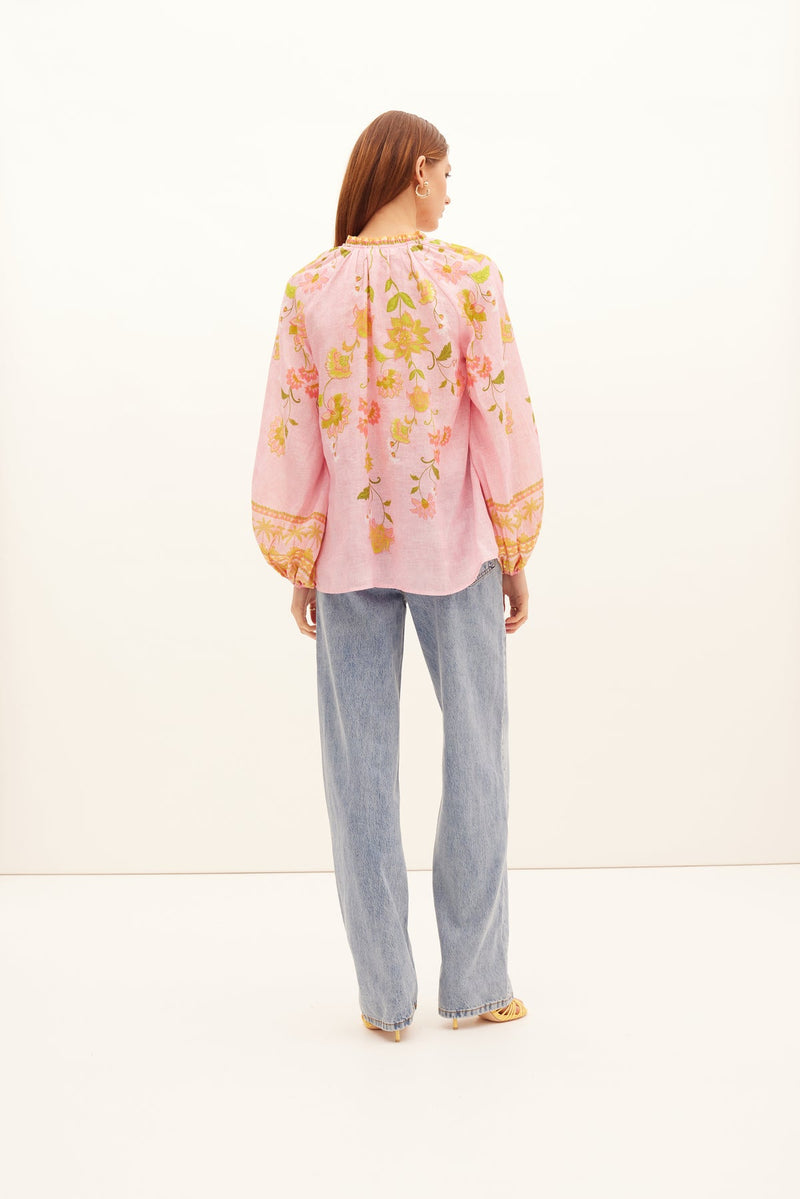 KATE FORD Ruellia Tassel Blouse - Pink Sz4 NZ14