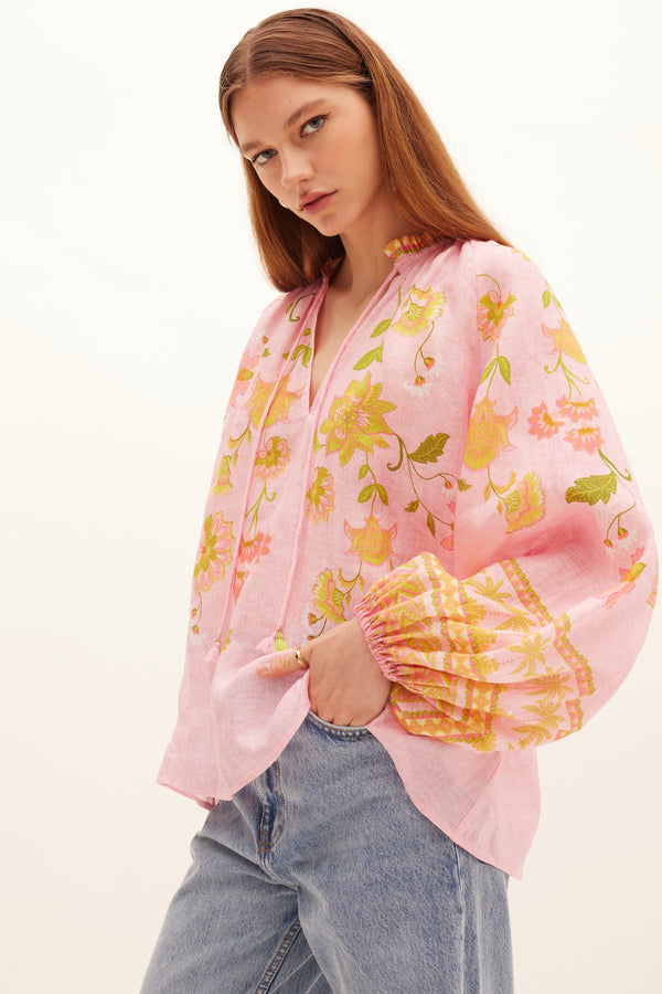 KATE FORD Ruellia Tassel Blouse - Pink Sz4 NZ14