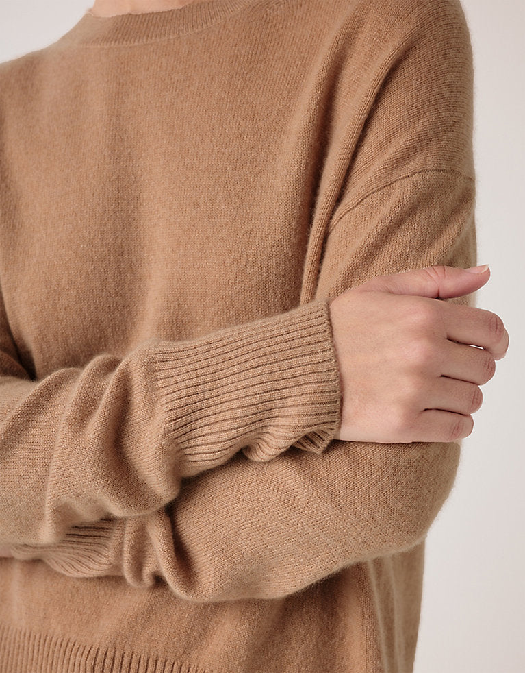 THE WHITE COMPANY Cashmere Crew Neck Jumper - Tan SzL