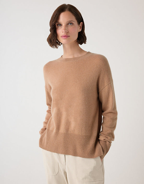 THE WHITE COMPANY Cashmere Crew Neck Jumper - Tan SzL