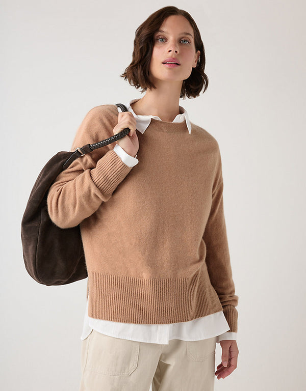 THE WHITE COMPANY Cashmere Crew Neck Jumper - Tan SzL