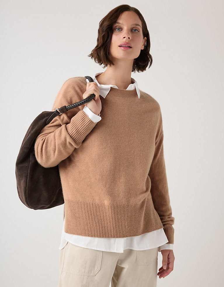 THE WHITE COMPANY Cashmere Crew Neck Jumper - Tan SzL
