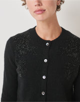 THE WHITE COMPANY Beaded Cardigan with Alpaca - Black