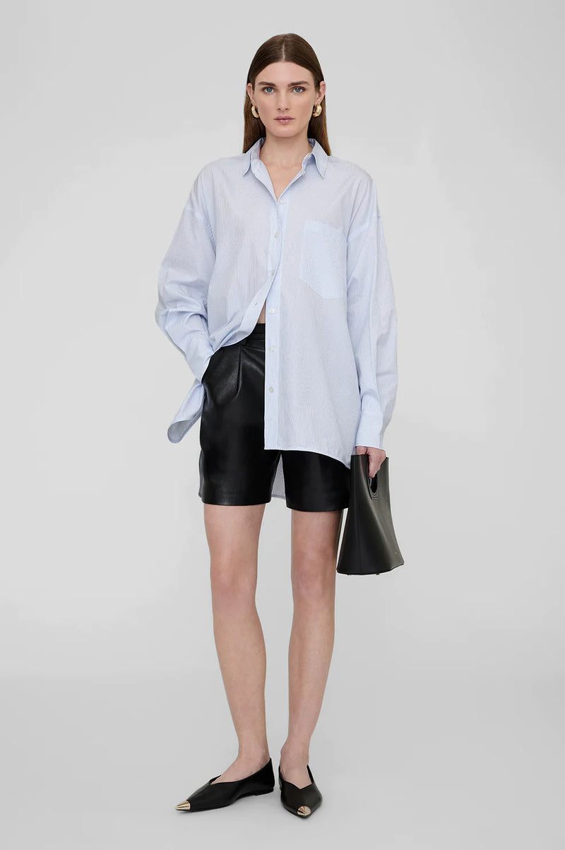 ANINE BING Chrissy Shirt - Blue White Stripe SzXS