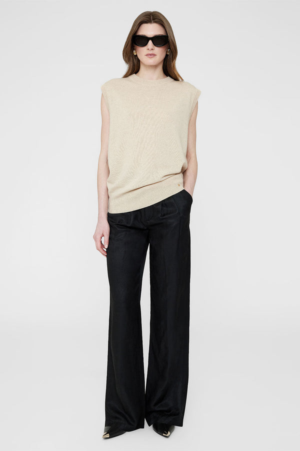 ANINE BING Ronan Cashmere Sweater Vest- Oat SzM