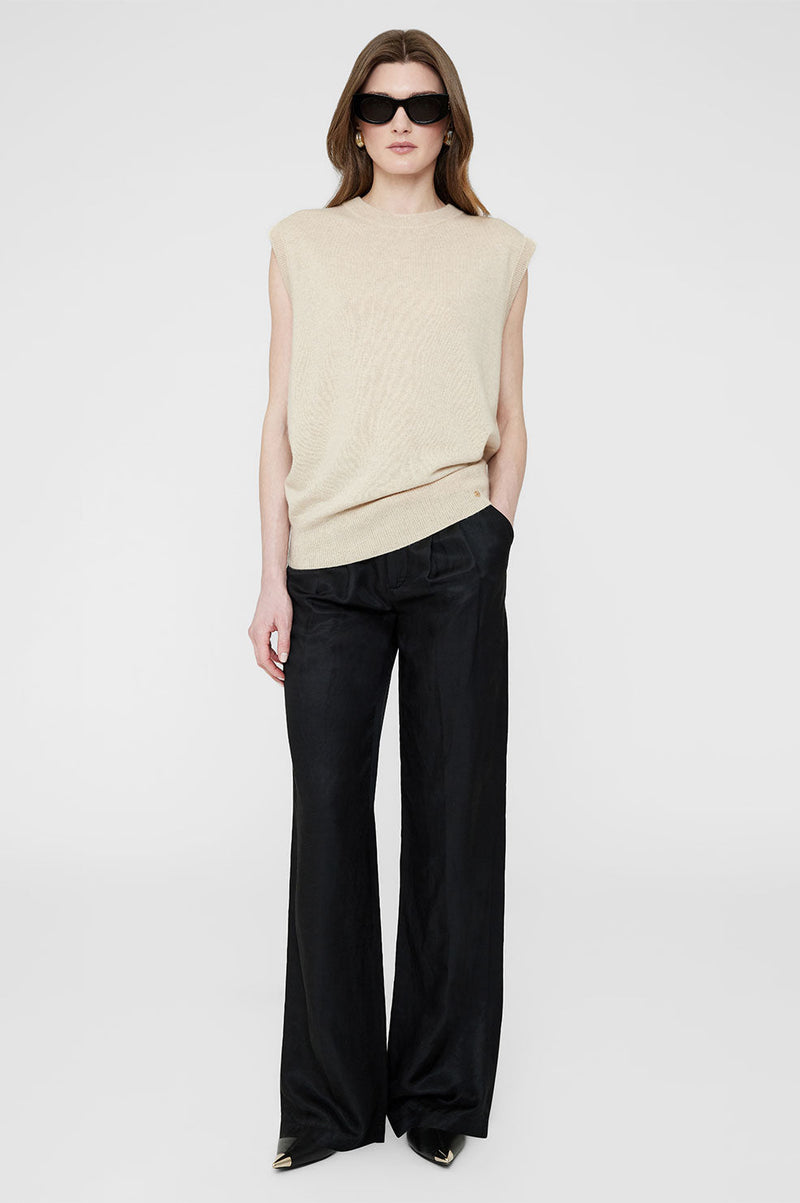 ANINE BING Ronan Cashmere Sweater Vest- Oat SzM