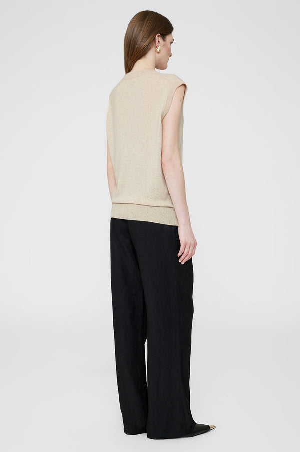ANINE BING Ronan Cashmere Sweater Vest- Oat SzM