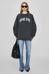 ANINE BING Tyler Sweatshirt - Washed Black SzXS