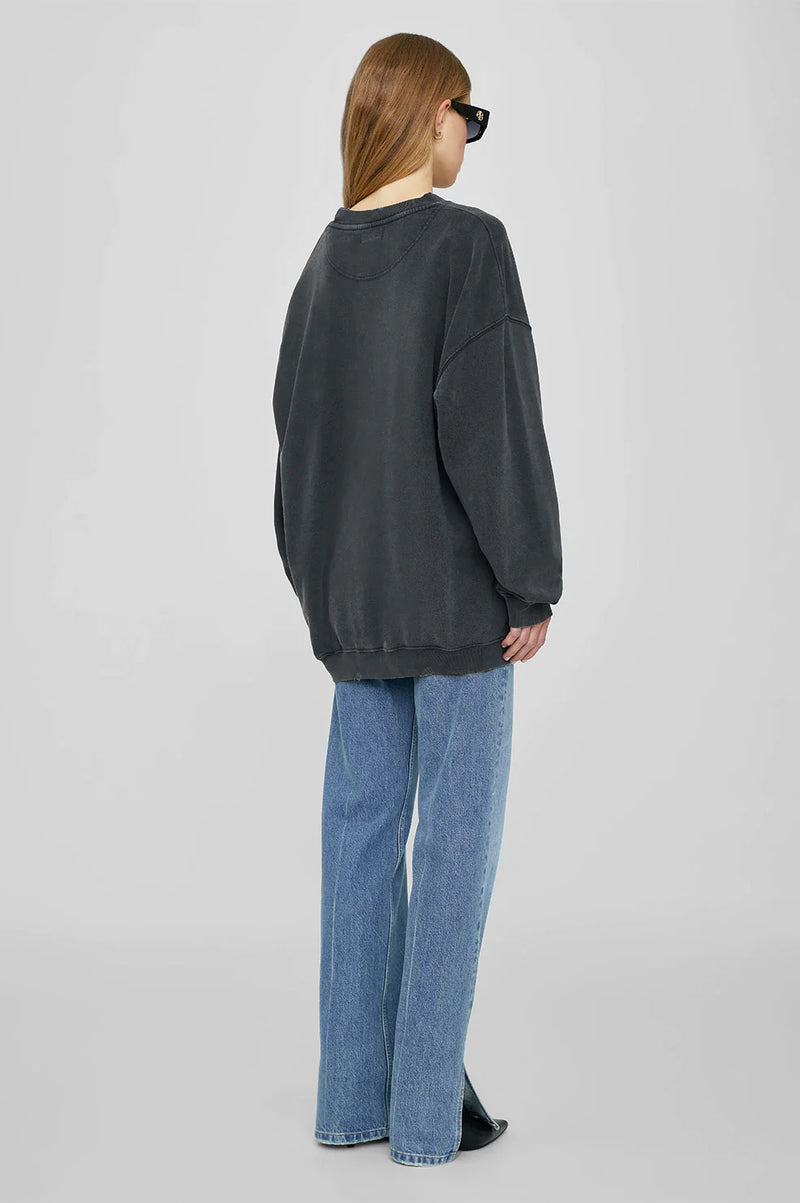 ANINE BING Tyler Sweatshirt - Washed Black SzXS
