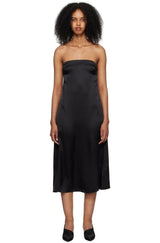 ANINE BING Megan Silk Satin Dress - Black SzM