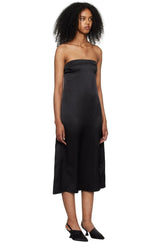 ANINE BING Megan Silk Satin Dress - Black SzM