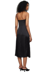 ANINE BING Megan Silk Satin Dress - Black SzM