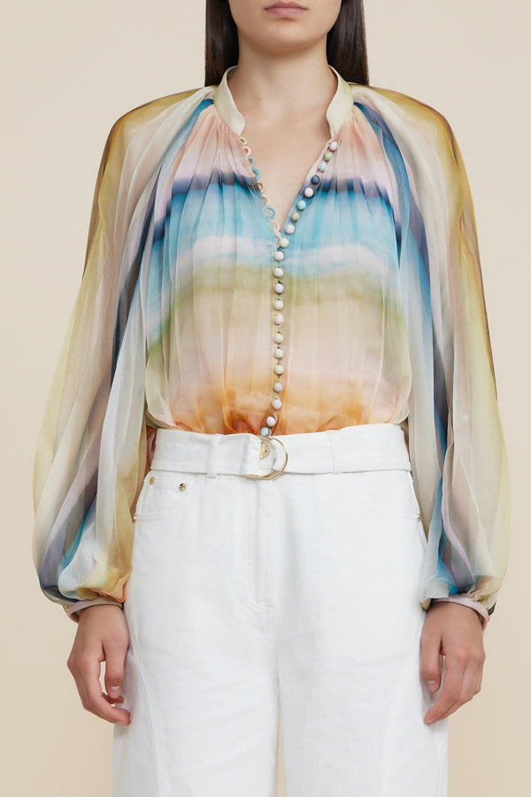 ACLER  Astone Blouse - Watercolour Stripe Sz8