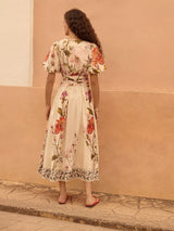 NEXT Puff Sleeve Maxi Dress - Cream Floral