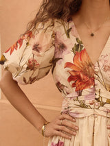 NEXT Puff Sleeve Maxi Dress - Cream Floral
