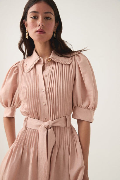 AJE Madeleine Belted Midi Dress - Blush Sz10