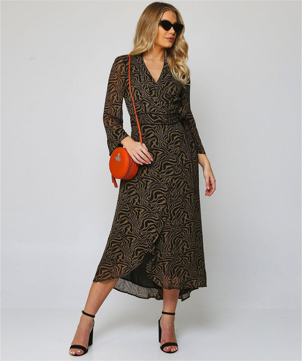 GANNI Zebra Swirl Print Wrap Dress - Sz38 NZ Medium