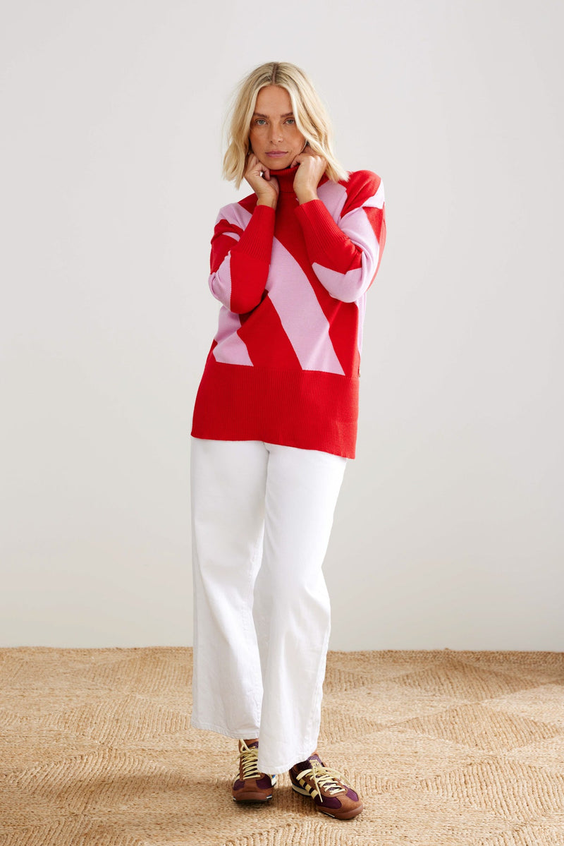 BINNY Marks Detachable Roll Neck Jumper - Candy Pink