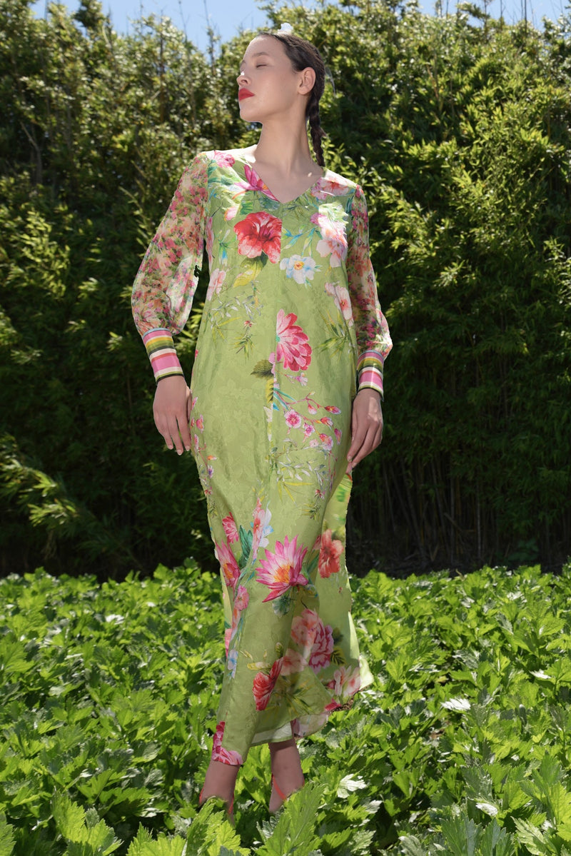 CURATE BY TRELISE Subtle Sweet Dress -Green Floral SzS