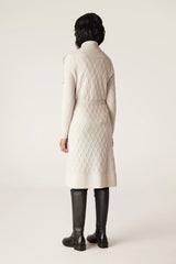CABLE Merino Long Wrap Cardigan - Antique White SzM