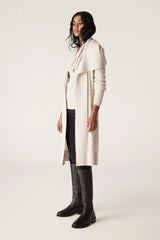 CABLE Merino Long Wrap Cardigan - Antique White SzM