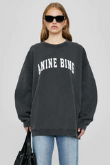 ANINE BING Tyler Sweatshirt - Washed Black SzXS