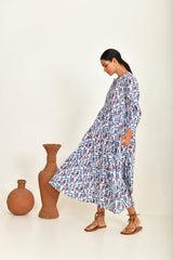 READ & BELL Lucia Print Dress - Rose & Indigo SzS