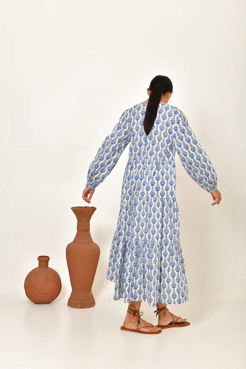 READ & BELL Sofia Maxi Dress  - Blue Lotus SzM