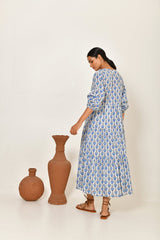 READ & BELL Sofia Maxi Dress  - Blue Lotus SzM