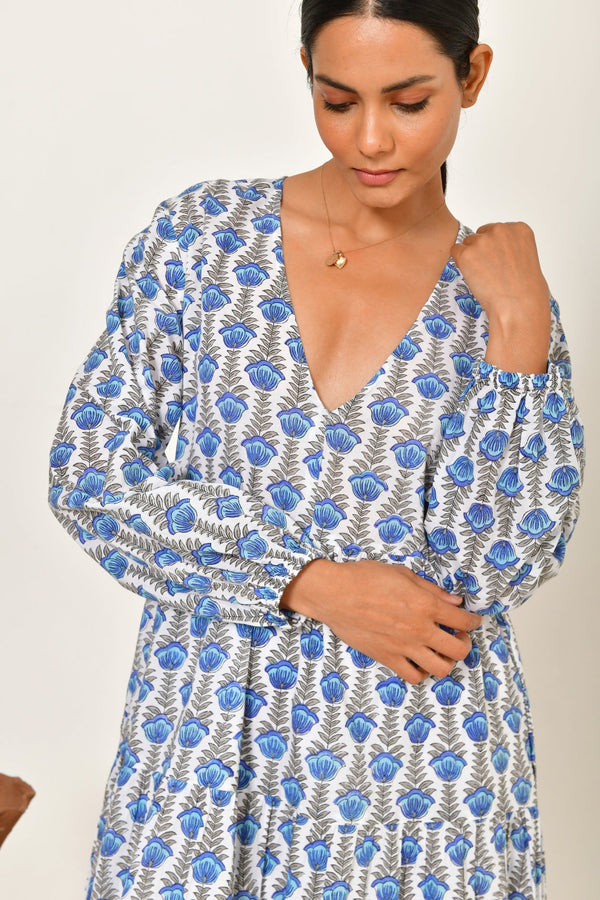 READ & BELL Sofia Maxi Dress  - Blue Lotus SzM
