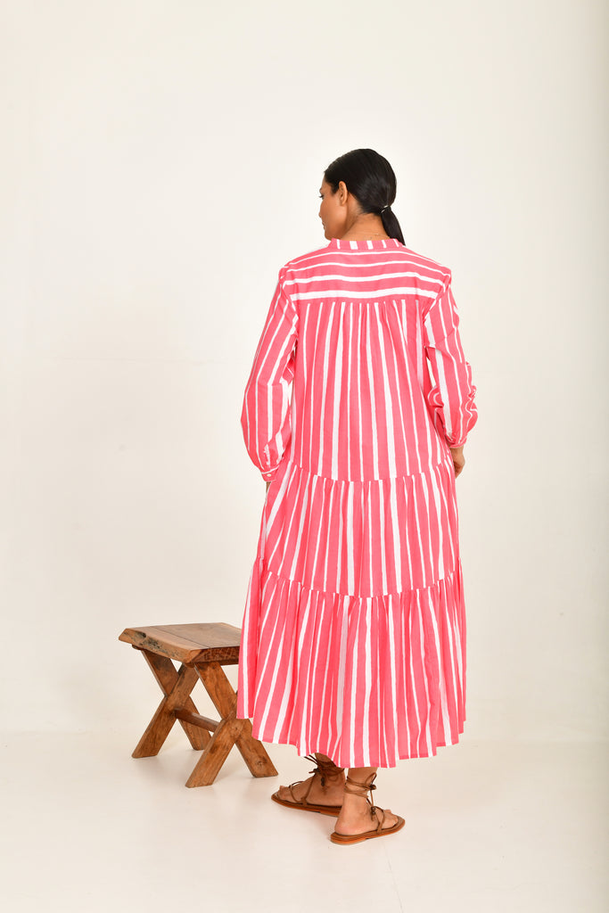 READ & BELL Emma Dress - Watermelon Stripe SzS