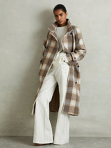 REISS Piper Wool Blend Coat - Neutral Check Sz14